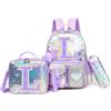 HTgroce Zaino Scuola Elementare Bambina con Lettera Iniziale Personalizzata L - Ergonomico Zainetto Bimba per Scuola Primaria