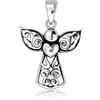 Withlovesilver 925 sterling Silver Bali filigrana croce ala d' angelo custode con cuore pendente