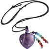Nupuyai - Collana con ciondolo a forma di cuore con 7 perle di pietre dei chakra, per donne e uomini. Collana con amuleto in pietra di Reiki, colore: viola, cod. EUKL002201