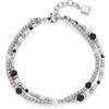 Jewels BY Leonardo Bracciale Sabine a Doppia Fila in Acciaio Inox Argentato, Elementi argentati con Perle in Bianco e Nero, Lunghezza 18,5 - 21 cm, Gioielli Regalo per Donne, 024936