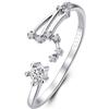 Clearine Anello Argento 925 zircone Oroscopo-Leone Zodiaco 12 Costellazione Astrologia Regolabile Statemente