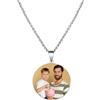 yrozvw Ciondolo con testo fotografico inciso su due lati Personalizzato Collana con foto incisa quadrata/rotonda/cuore Regali di compleanno in memoria per coppia/famiglia/amici