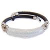 VENEZIA CLASSICA - Bracciale da Donna con perla Tubetto in Vetro di Murano Originale e vera pelle Toscana, con foglia in oro 24kt o argento, Made in Italy certificato (nero/argento)