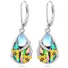 ROMANTICWORK Orecchini da donna a forma di libellula, farfalla, ape, colibrì, cardinale, con chiusura a monachella, in pietra di luna abalone, idea regalo per anniversario, compleanno, Natale, mamma e