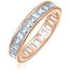 Bling Jewelry Anello di nozze anniversario eternity a baguette con zirconi cubici taglio smeraldo AAA in stile Art Deco per donne in oro rosa e argento sterling .925 4MM