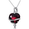 LONAGO Collana Serpente Argento Sterling 925 Serpente Vintage con Cuore Rosso Collana Pendente per Donna