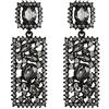 EVER FAITH Rettangolo Orecchini Nero Rhinestone Cristallo Geometrico Statement pendente Chandelier