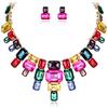 EVER FAITH Set di Gioielli dichiarativi Multicolore, Set di Orecchini con Colletto e Borchie in Cristallo Art Deco, Costume Vintage con Strass