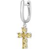 Brosway Orecchino Singolo Donna, Orecchino Pendente in Argento e Energy Yellow con Simbolo Croce | Collezione FANCY - FEY09