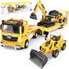 Naxudcoo Giocattoli per Bambini Maschi 3 4 5 6 7 Anni, Camion Giocattolo per Bambini con Bulldozer e Escavatore, Set Veicoli da Cantiere con Suoni e Luci, Ideale Regalo Compleanno per Bambino Maschio