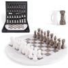 EarthenTones Set di scacchi in marmo per adulti, 30,5 cm fatto a mano con scatola portaoggetti e 2 regine aggiuntive, gioco classico a 2 giocatori, regalo unico e decorazione per la casa (oceano