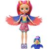 Enchantimals Sunshine Beach - Trippi il Tucano e amica Canopy, bambola con gonna rimovibile, ali colorate e accessori, amico cucciolo incluso, giocattolo per bambini, 4+ anni, HRX83