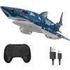 snookids Squalo telecomandato per bambini, giocattolo squalo RC 2,4 GHz, barca squalo telecomandata con luci e movimento coda realistico, giocattolo acquatico per vasca da bagno e piscina, regalo per ragazzi e