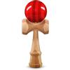 Ganzoo Kendama Red Flash in Legno di faggio, Rosso a Righe e Naturale, Gioco di abilità Giapponese Tipo Bilboquet con Palla Forata e Corda in Nylon, 3 Coppe, Altezza 16 cm, Larghezza 6,8 cm, 144 g