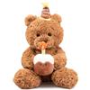 YUPDFGB Orsacchiotto Orso di Peluche, Teddy Bear di Peluche 30cm con Torta in Mano Cappello in Testa, per Bambini di Tutte le Età Regalo per Feste, Natale e Compleanni (B)