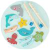 Bieco Gioco di pesca magnetico, giocattolo in legno per bambini dai 2 anni, diametro 24 cm, pesca magnetica in legno