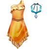 Lito Angels Children's Apparel Lito Angels Costume Fantasy Bambina con Collana, Arancione | Monospalla, Scollo con Volant, Dettagli Stampati 3D, Collana, Travestimento Halloween, Carnevale, Compleanno