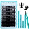 GEMERRY 100D Kit Ciglia Finte Ciuffetti Manga Extension Ciglia Spiky | Lash Cluster Kit DIY Eyelash Extension Set a Casa per Principianti 5 Secondi