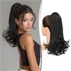 RUWISS Negro Natural Coda Capelli Extension con Coulisse, 35cm Lunga Lisci Extension Coda Capelli Posticci Sintetici Ponytail Coda Cavallo Extensions per Donne - 2#