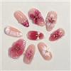 Tastetreasure Press on Nails - Set di 30 unghie finte con 3D fiori e perle, per unghie finte in acrilico, stick on gel, con cuscinetti adesivi e lima per donna