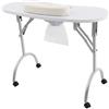 HIJNXG Tavolo pieghevole per manicure con aspirazione, tavolo per manicure portatile, con ruote e custodia, capacità di carico 30 kg (bianco)