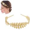 Nagsxiw Corona di foglie romane, fascia dorata da donna per capelli da donna, tiara da dea, fascia per capelli greca con foglia d'oro