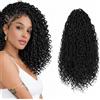 hair beauty Faux Locs Curly Boho Braid Hair - extension per trecce a crochet capelli dall' aspetto naturale Kanekalon - 120 ciocche 400 grammi divisi in 5 pezzi + 3 accessori in omaggio (1B, 35cm 14)