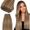 Elailite Extension Matassa Capelli Veri Tessitura Una Ciocca Unprocessed Brazilian Human Hair Lisci 100g 25cm #4 Marrone Cioccolato/#27 Biondo Scuro