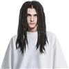 GYIOFAI Parrucca Nera Lunga Uomo Donna Dreadlocks, Riccioli Rasta Reggae Capelli Sintetici Halloween Parrucca da Discoteca in Metallo Pesante Costumi e Accessori per Hippy Festa Cosplay Carnevale