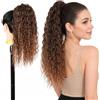 Ser Mulher Coda Capelli Extension Ricci con Laccio in Termofibra di Qualità, 100% Naturale, 50 cm - Coda di Cavallo Riccia per Styling Lunghi, Morbida e Resistente al Calore, CRISTEL (Dark Brown Degradee)