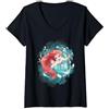 Disney Little Mermaid Ariel Watercolor Twirl Maglietta con Collo a V