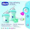 Chicco Set Natural Feeling Bimbo, Biberon, Gommotto, Scovolino, Azzurro - 450 G