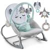 Nukido Sdraietta Neonati - Dondolino con Vibrazione e Giochi - Piedini Antiscivolo - fino a 18 kg Grigio-menta