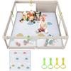 Uanlauo 150 x 150 cm, box con tappetino da gioco, XXL per bambini, per interni ed esterni, area attività per bambini, con porta con cerniera e 4 anelli