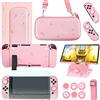 GUTIAL Kit di accessori per Nintendo Switch Games Girly Bundle rosa custodia da trasporto con simpatica custodia protettiva per schermo protezioni schermo tappi grip stand per ragazze