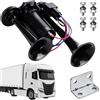 SKIKHN Clacson Auto, Tromba 12V con Compressore per Camion, Trombe Camion 600 DB, Doppio Tubo ad Aria Corno, per Veicoli da 12 V, Camions, Treni, Barche, Moto, Furgone