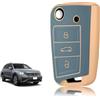 TOOMUME Cover Chiave Silicone, Custodia Chiave Adatto per VW Volkswagen Golf 7 Polo Tiguan Taigo Seat Leon Ibiza Skoda Octavia Superb Fabia, Copri Chiavi Bordo Oro & Argento Texture Pelle