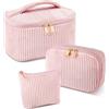 Aucuu Beauty Case, 3 Pezzi Grande Capacità per Il Trucco, Borsa da Toilette in velluto a coste, Beauty Case da Viaggio, Impostato da Toilette Makeup Bag Organizer