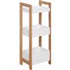 HOMCOM Mobiletto Bagno Multiuso Scaffale a 3 Ripiani Compatto in Legno MDF e Bambù, Bianco, 27.5x20.8x74cm|Aosom