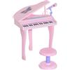 HOMCOM pianoforte giocattolo per bambini pianoforte giocattolo automatico pianoforte giocattolo con sgabello Rosa 48 × 39 × 69cm