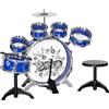 AIYAPLAY Set Batteria per Bambini con Grancassa con Pedale, Tamburi, Piatto e Sgabello, Età 3-6 Anni, Blu