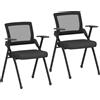 HOMCOM Set 2 Sedie Pieghevoli con Schienale Curvo e Braccioli, in Tessuto Effetto Lino e Acciaio, 61x56x84 cm, Nero | Aosom Italy