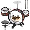 AIYAPLAY Set Batteria Giocattolo per Bambini con Sgabello, Gioco Musicale per Bambini 3-6 Anni, Nero | Aosom Italy
