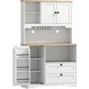 HOMCOM Credenza da Cucina con 3 Armadietti e 2 Cassetti, Mobile con Ripiani Regolabili e Portaspezie, 100x40x62 cm, Bianco | Aosom Italy