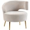 HOMCOM Sedia Moderna Rivestita in Chenille Bianco Crema con Schienale ad Arco, 69x65x67 cm | Aosom Italy