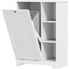 HOMCOM Mobile Bagno Portabiancheria con Cesto Rimovibile e Ripiani Regolabili, 60x38x86 cm, Bianco