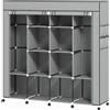 HOMCOM Armadio Portatile in Tessuto non Tessuto e Acciaio con Ruote, 10 Scomparti e 2 Barre Appendiabiti, Grigio Scuro | Aosom Italy