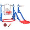 AIYAPLAY Scivolo per Bambini 4 in 1 con Altalena, Scaletta da Arrampicata e Cestino da Basket, 18-48 Mesi, Blu scuro | Aosom Italy