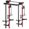 SPORTNOW Power Cage Pieghevole, Rack con Barra Trazioni e Sistema Puleggia Cavi, Rosso | Aosom Italy
