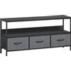 HOMCOM Mobile Porta TV da 55" con Cassetti Pieghevoli in Tessuto e Mensola in Metallo e MDF, 120x29x56cm, Nero | Aosom Italy